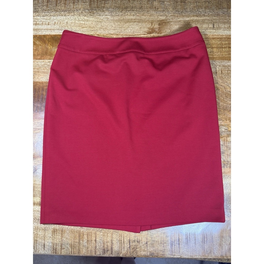 Kasper Red Pencil Skirt Women's Size 12 Lined Stretch Career Work Midi